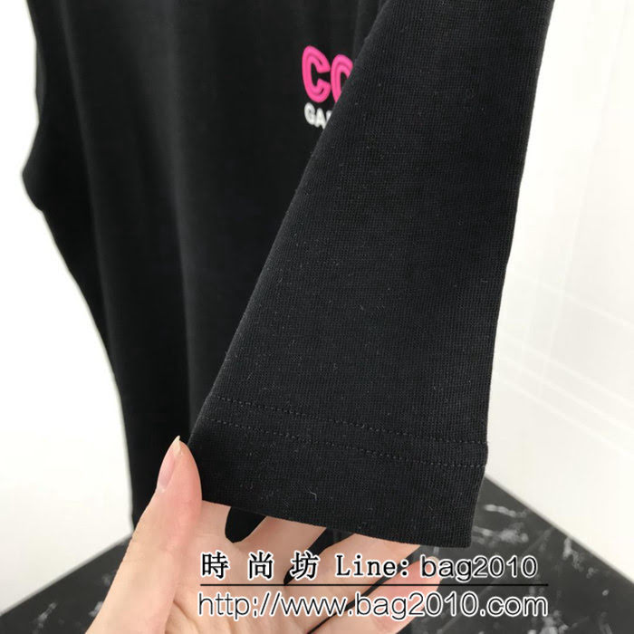 CHANEL香奈兒 19ss CoCo game center 限定款 前後發泡顆粒3D粉LOGO 定制棉黑色短袖 高版本男女同款 ydi2394